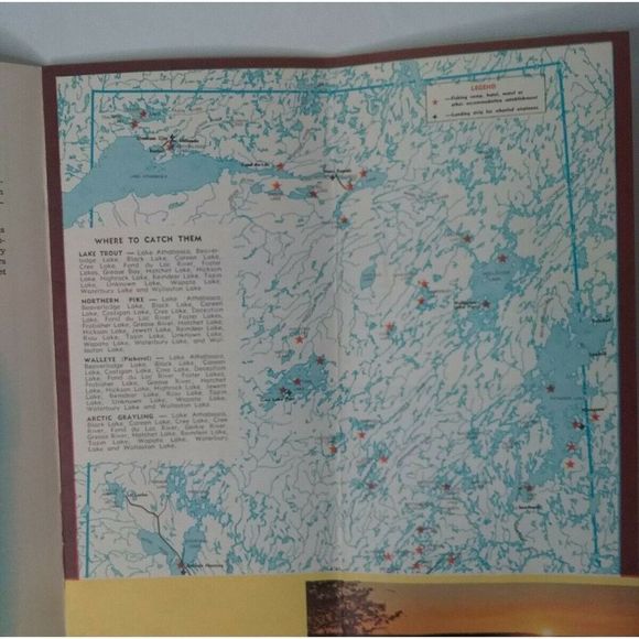 Vintage 1960s Official Saskatchewan Invites Angler Fishing Travel Map Guide Fish - Picture 4 of 12
